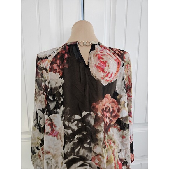 Jennifer Lopez Floral Cutout Keyhole Sheer Blouse Size S - Picture 5 of 8